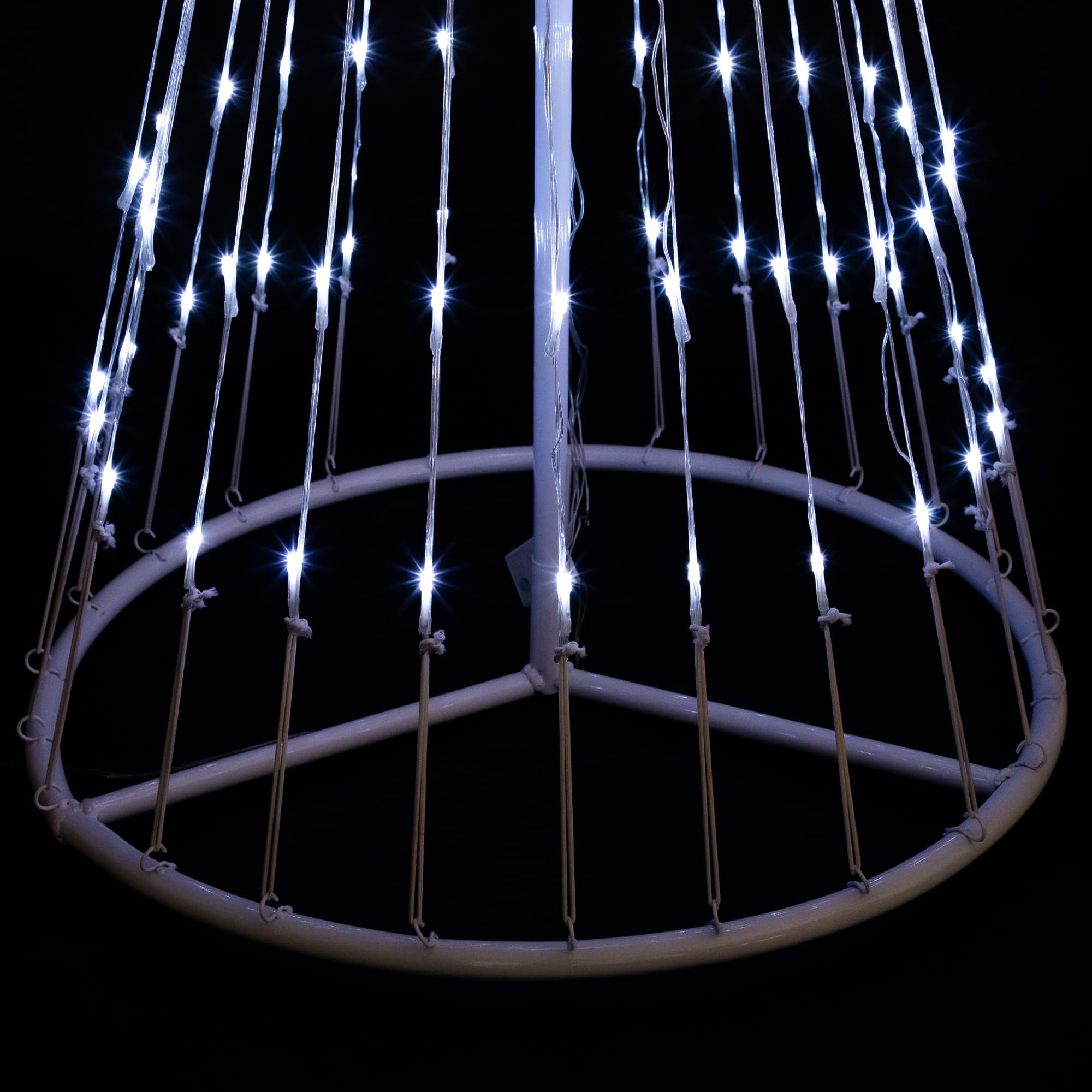 48" White LED Lighted Show Cone Outdoor Christmas Tree